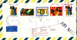 VIRGIN MARY WITH JESUS, MANGO, STAMPS ON AIRMAIL COVER, SENT TO ROMANIA, 1998, BRAZIL - Storia Postale