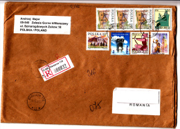 PAINTING, VARSOVIAN STATUE, RADIO STAMPS ON REGISTERED COVER, SENT TO ROMANIA, 2002, POLAND - Covers & Documents