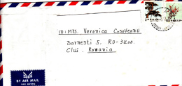 CHERRY BLOSSOM, BONSAI, STAMPS ON AIRMAIL COVER, SENT TO ROMANIA, 1991, CHINA - Cartas & Documentos