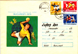 HANDBALL, UNIVERSITY WORLD CHAMPIONSHIP, COVER STATIONERY, ENTIERE POSTAUX, 1975, ROMANIA - Handbal