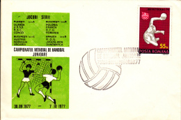 HANDBALL, JUNIOR WORLD CHAMPIONSHIP, SPECIAL COVER, 1977, ROMANIA - Balonmano