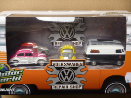 Greenlight 58007, Volkswagen Repair Shop 1x VW T1 Samba Bus 1x VW T1 Van, 3x VW Käfer, 1:64 - Andere & Zonder Classificatie