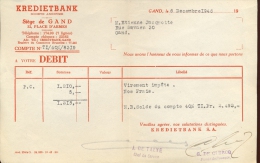 Factuur Brief Lettre Gent - Kredietbank - 1946 - 1900 – 1949