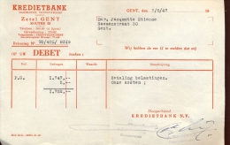 Factuur Brief Lettre Gent - Kredietbank - 1947 - 1900 – 1949