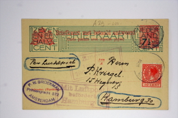 Netherlands 15-9-1925 Airmail Card Amsterdam Hamburg , Cat Nr 27  RR - Marcofilia