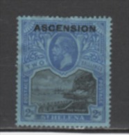 (SA0039) ASCENSION, 1922 (King George V, 2 Sh., Ultramarine And Black, Blue). Mi # 8. Mint Hinged* Stamp - Ascensión