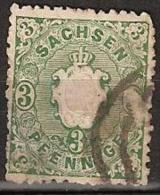 Sachsen 1855, 3 Pfennige.  Mi 14. See Scan. STEMPELFÄlSCHUNG. Sehe Rechter Seite - Saxony