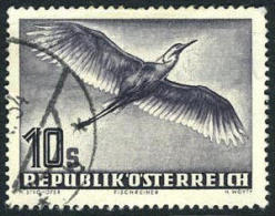 Austria C59 Used 10s Grey Heron Airmail From 1953 - Autres & Non Classés