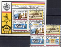 Post 1983 Tanzania 217/0 + Block 31 ** 11€ Brief Antenne Telefon-Institut ITU Transport M/s Bloc Train Sheet Bf Tanzanie - Bus