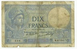 10 Francs Minerve, Fayette 6/16, état TB+ - 10 F 1916-1942 ''Minerve''