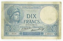 10 Francs Minerve, Fayette 6/11, état TTB - 10 F 1916-1942 ''Minerve''