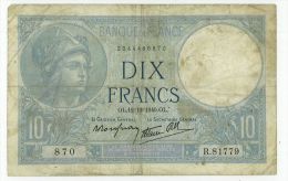 10 Francs Minerve, Fayette 7/24, état TTB - 10 F 1916-1942 ''Minerve''