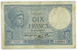 10 Francs Minerve, Fayette 7/25, état TTB - 10 F 1916-1942 ''Minerve''