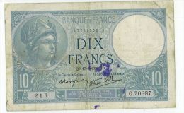 10 Francs Minerve, Fayette 7/5, état TTB+ - 10 F 1916-1942 ''Minerve''