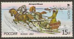 RUSIA / RUSSIA - EUROPA 2013 -TEMA ANUAL " VEHÍCULO  POSTAL"-  SERIE De 1 V DENTADO - 2013