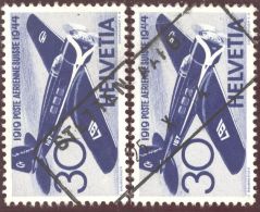 Heimat AG STETTEN AARG. 1944-10-25 Aushilfsstempel Auf Flugpost 2x30Rp. - Gebruikt