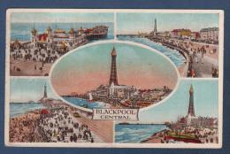 LANCASHIRE - CP COLORISEE 5 VUES BLACKPOOL CENTRAL - DE LUXE COLOUR POSTCARD - VALENTINE & SONS - 1949 - Blackpool