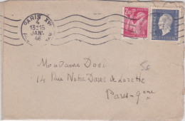 1946 - DULAC + IRIS - LETTRE De PARIS Pour PARIS - 1944-45 Maríanne De Dulac