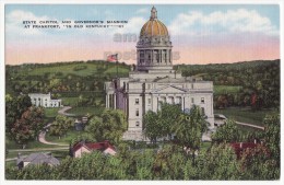 USA, FRANKFORT KY, STATE CAPITOL BUILDING GOVERNOR's MANSION ~ C1940s "In Old Kentucky" Series Vintage Postcard  [4005] - Frankfort