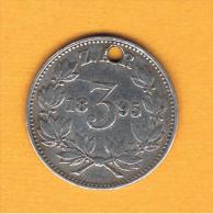 PLATA - SILVER - ARGENT $ SUD AFRICA - South Africa = 3 Pence 1895 Perforacion KM3 - Andere & Zonder Classificatie