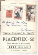 4296-CARTOLINA ILLUSTRATA PUBBLICITARIA-MEDICINALI AFFRANCATA COMMEMORATIVI DI MONACO-1955 - Covers & Documents