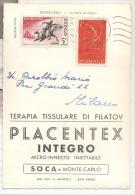 4298-CARTOLINA ILLUSTRATA PUBBLICITARIA-MEDICINALI AFFRANCATA CON FRANCOBOLLI COMMEMORATIVI DI MONACO-1955 - Lettres & Documents