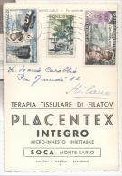 4300-CARTOLINA ILLUSTRATA PUBBLICITARIA-MEDICINALI AFFRANCATA CON FRANCOBOLLI COMMEMORATIVI DI MONACO-1955 - Storia Postale