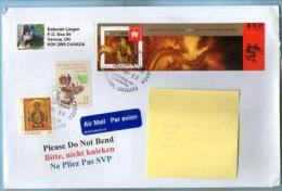 Canada Lettre Cover Air Mail Par Avion CAD 6-02-2012 / 3 Tp Bloc New Year Dragon + Christmas Noël Route Alaska - Storia Postale