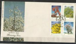 INDIA, 1981, FDC, Flowering Trees , Set 4 V, Bombay  Cancellation - Cartas & Documentos