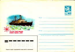 SHIPS, ATOMIC ICEBREAKER "LENIN", COVER STATIONERY, ENTIERE POSTAUX, UNUSED,1981, RUSSIA - Atomo