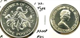 JERSEY 1 POUND 25TH ANNIVERSAY MAP REGALIA FRONT QEII HEAD BACK 1972 PROOF SILVER KM36 READ DESCRIPTION CAREFULLY !!! - Jersey