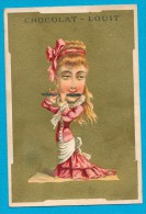 PUB. CHROMO,  DOREE, CHOCOLAT LOUIT, CARICATURE, INSTRUMENT DE MUSIQUE, FLUTE, TRE BON ETAT Ca 7 X 10.5 Cm - Louit