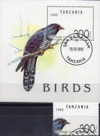 WWF Naturschutz 1992 Tanzania 1412 Plus Block 190 O 13€ Vögel Kuckuck Blocchi Bf M/s Fauna Bloc Birds Sheet Of Tanzanie - Cuco, Cuclillos