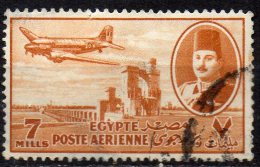 EGYPT 1947 Air. King Farouk, Delta Barrage And Douglas Dakota Transport  -  7m. - Orange  FU - Luchtpost