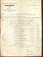 Factuur Brief Lettre Gent - Aannemer Bouwwerken Gustave De Cuyper 1954 - Old Professions