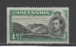 (SA0042) ASCENSION, 1938 (King George VI, 1 P., Green And Black, Perf. 13½). Mi # 40A. Mint Hinged* Stamp - Ascension (Ile De L')