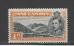 (SA0043) ASCENSION, 1940 (King George VI, 1 P., Orange-yellow And Black, Perf. 13½). Mi # 41A. MLH* Stamp - Ascension (Ile De L')