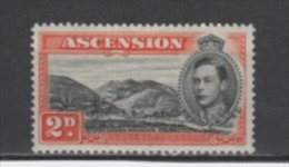 (SA0045) ASCENSION, 1938 (King George VI, 2 P., Orange And Black, Perf. 13½). Mi # 44Aa. MLH* Stamp - Ascension (Ile De L')