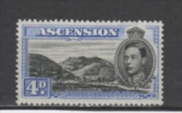 (SA0047) ASCENSION, 1940 (King George VI, 4 P., Ultramarine And Black, Perf. 13½). Mi # 47A. MLH* Stamp - Ascension