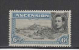 (SA0048) ASCENSION, 1938 (King George VI, 6 P., Grey Blue And Black, Perf. 13½). Mi # 48A. Mint Hinged* Stamp - Ascension