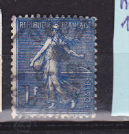 FRANCE N° 205a 1F BLEU NOIR TYPE SEMEUSE LIGNEE OBL - Gebruikt