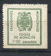 2384-SELLOS ESPAÑA GUERRA CIVIL VIÑETAS  FOGÁS DE MONCLÚS LOCALS1,50 PTS. -STAMPS SPAIN CIVIL WAR BULLETS Monclus Fogas - Nationalist Issues