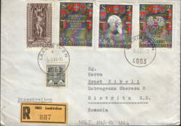 Austria-Registered Letter Circulated In 1969 To Romania, Franking Rich - Storia Postale