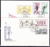 Tchécoslovaquie 1956 Mi 965-7+981-3 (Yv 855-7B) 2x Envelope Premier Jour, FDC - FDC