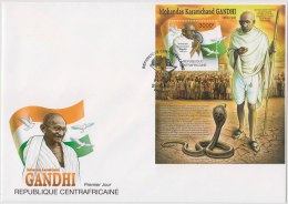 Mahatma Gandhi, Snake, Reptile, FDC Central Africa - Mahatma Gandhi