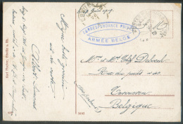 C.P. Illustrée De DÜSSELDORF, Obl. Sc Postes Militaires BELGIQUE Du 27-VI-1919 + Cachet Bleu Correspondance Armée Belge - Andere & Zonder Classificatie