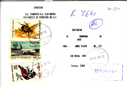PLANE, INSECTS, BIRD, STAMPS ON COVER, 1998, ROMANIA - Briefe U. Dokumente