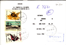 PLANE, INSECTS, BIRD, STAMPS ON COVER, 1998, ROMANIA - Brieven En Documenten