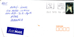 PENGOUINS, STAMP ON AIRMAIL COVER, SENT TO ROMANIA, 2000, AUSTRALIA - Storia Postale