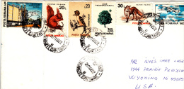 BIRDS, FOX, TREES, CHIPMUNKS, PLANE, STAMP ON COVER, SENT TO USA, 1995, ROMANIA - Brieven En Documenten